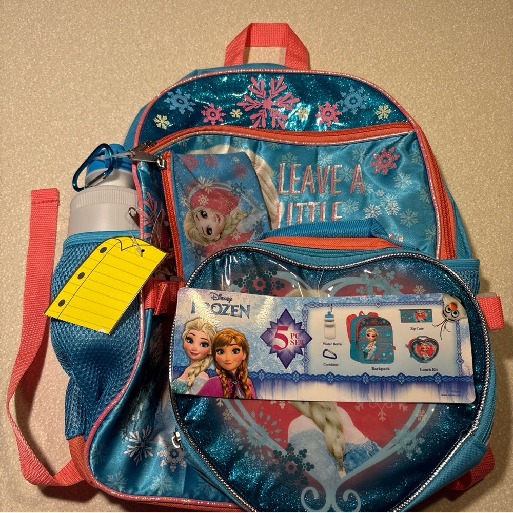 Frozen Kids Backpack Set - Blue and Pink